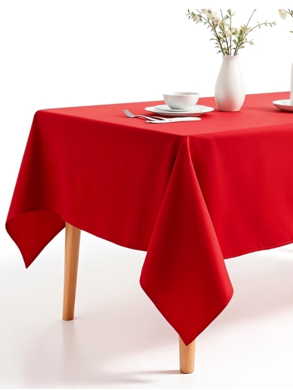 Red Rectangle Table Cloth 52 x 70 Inch, Wipe Clean Stain Resistant Waterproof